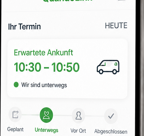 sluupLink preview showing expected arrival from 10:30 to 10:50 and the on-the-way status